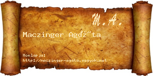 Maczinger Agáta névjegykártya